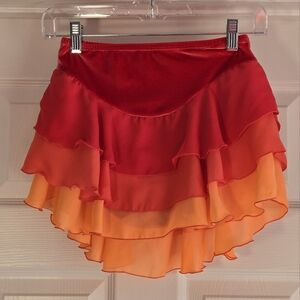 Jerry's Skating World Ice‎ Skating Practice Skirt Orange Tiered Women's Size S